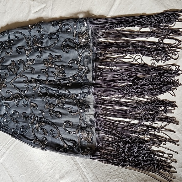 Gray silver 1920s beaded sequins cocktail mini dress size medium 6-8 - Picture 10 of 14